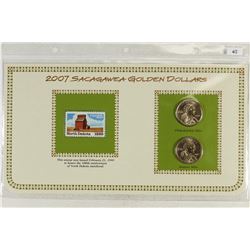 2007-P & D SACAGAWEA GOLDEN DOLLARS AND STAMP SET
