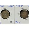 Image 1 : US/PHILIPPINES 1944-D & 45-D SILVER 20 CENTAVOS