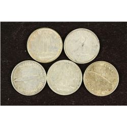 5 ASSORTED CANADA SILVER 10 CENTS