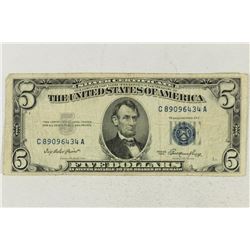 1953 $5 SILVER CERTIFICATE BLUE SEAL