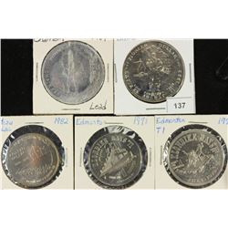 5 ASSORTED CANADA TRADE DOLLARS 1984 & 1992