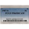 Image 3 : 1987-S JEFFERSON NICKEL PCGS PR69 DCAM