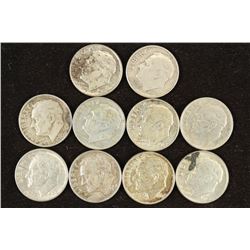 10 ASSORTED SILVER ROOSEVELT DIMES