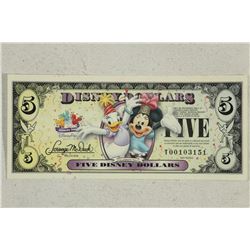 2009 $5 DISNEY DOLLARS CRISP UNC