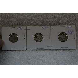 U.S.A. Ten Cent Coins (3)
