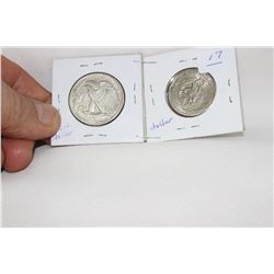 U.S.A. Fifty Cent Coin (1) & U.S.A. One Dollar Coin (1)