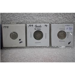 Canada Five Cent Coins (3)