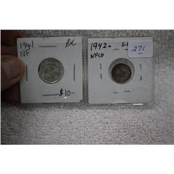Nfld Five Cent Coins (2)