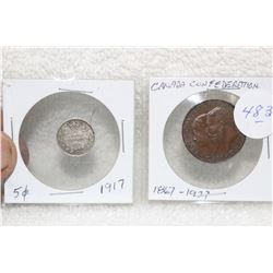 Canada Five Cent Coin (1) & Canada's 50 Yr Confederation Coin