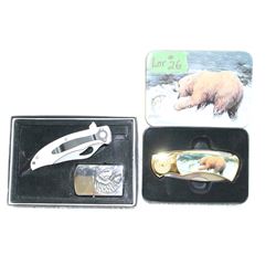 2 Collector Knives - 1 with a Lighter - New