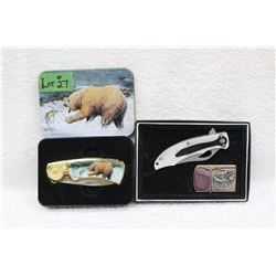 2 Collector Knives - 1 with a Lighter - New