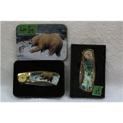 2 Collector Knives - Wolf & Bear