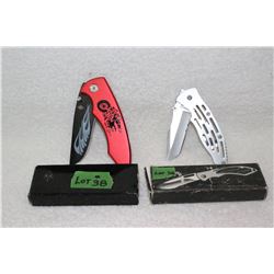 2 Lock Blade Knives - with Clips - New