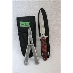 2 Knife Set - 1 Fixed Blade; 1 Multi-Tool - New