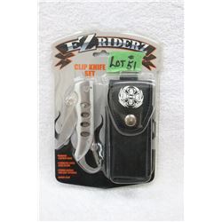EZ Rider Collector Knife - with Clip & Sheath - New
