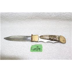Vintage Brass & Antler Fixed Blade