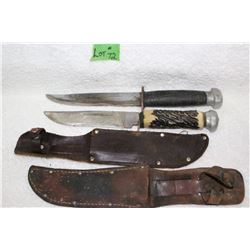 2 Vintage Hunting Knives with Sheaths