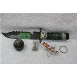 Survival Knife with Compass, Matches, Hooks, etc.