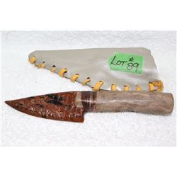 Handmade Decorative Knife - Wood Handle - Leather Sheath