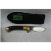 Image 1 : Hunting Knife - Wood & Brass Handle - Leather Sheath