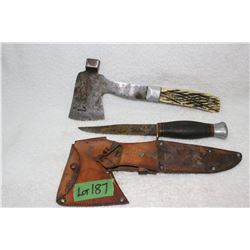 Unique Vintage Hatchet and Hunting Knife