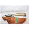 Image 1 : Handmade Antler Handler Knife with Leather Case