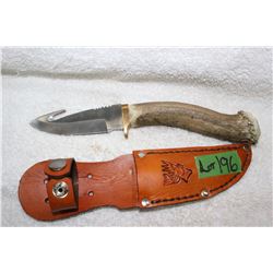 Handmade Antler Handler Knife with Leather Case