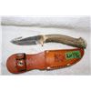 Image 1 : Handmade Antler Handler Knife with Leather Case