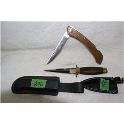2 Knives - 1 Dagger; 1 - 6" Lock Blade - with Cases