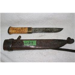 Large Scandinavian Hunting Knife - with Leather Case