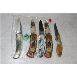 5 Collector Lockblade Knives 'Deer'