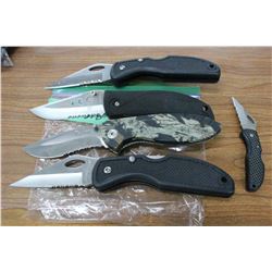 5 Knives - Mossber, Maxam, U.S.A., Defender and a Small China Knife