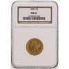Image 1 : 1898 $5 Liberty Head Half Eagle Gold Coin NGC MS61