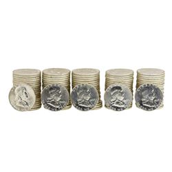 Lot of (5) Rolls of (20) 1963-D Brilliant Uncirculated Franklin Half Dollars