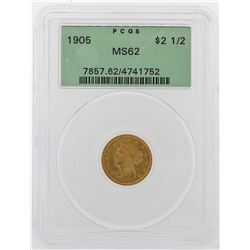 1905 $2 1/2 Liberty Head Quarter Eagle Gold Coin PCGS MS62