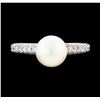14KT White Gold 7.6mm Pearl and Diamond Ring