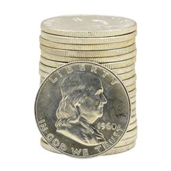 Roll of (20) 1960 Brilliant Uncirculated Franklin Half Dollars