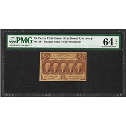 1862 Twenty-Five Cents First Issue Fractional Note PMG Choice Uncirculated 64EPQ