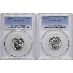 Lot of 1948-S & 1949-S Jefferson Nickel Coins PCGS MS66