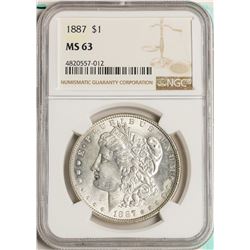 1887 $1 Morgan Silver Dollar Coin NGC MS63