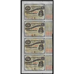 Uncut Sheet of (4) State of Louisiana Baby Bond Obsolete Notes