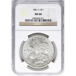 1881-S $1 Morgan Silver Dollar Coin NGC MS68