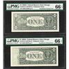 Image 1 : Lot of (2) 1988A $1 Federal Reserve Notes Insufficient Inking ERROR PMG Gem Unc.