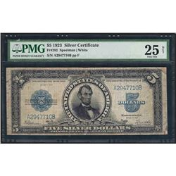 1923 $5 Porthole Silver Certificate Note Fr.282 PMG Very Fine 25 Net