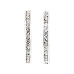 14KT White Gold 2.00 ctw Inside Out Hoop Earrings