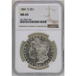 1881-S $1 Morgan Silver Dollar Coin NGC MS65