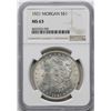 Image 1 : 1921 $1 Morgan Silver Dollar Coin NGC MS63