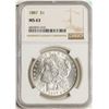 Image 1 : 1887 $1 Morgan Silver Dollar Coin NGC MS63