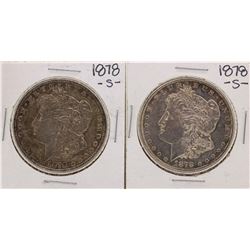 Lot of (2) 1878-S $1 Morgan Silver Dollar Coins