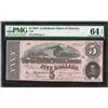 1864 $5 Confederate States of America Note T-69 PMG Choice Uncirculated 64EPQ